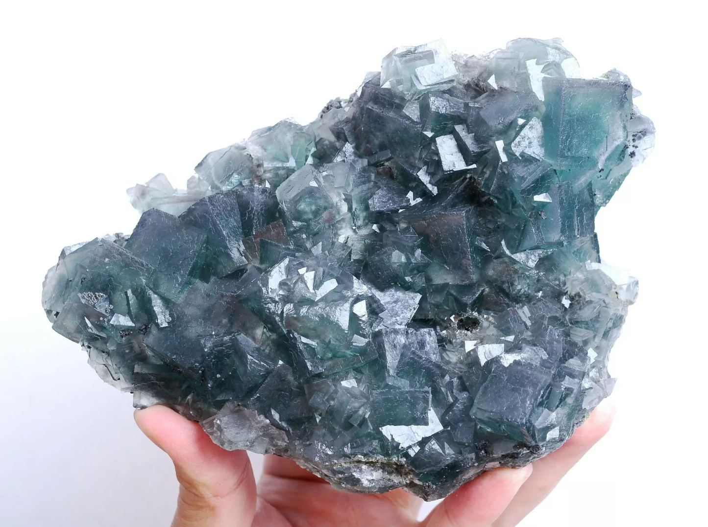 1482g Natural Phantom Window Green Cubic Fluorite CLUSTER Mineral Specimen