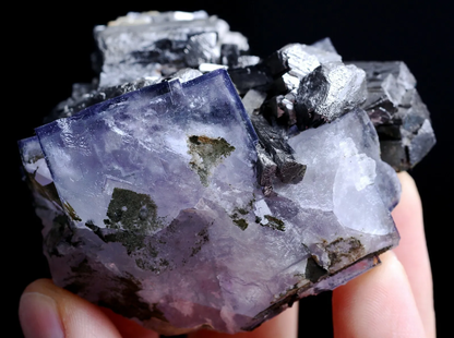 195g Natura Purple FLUORITE & Arsenopyrite Mineral Specimen / Yaogangxian China