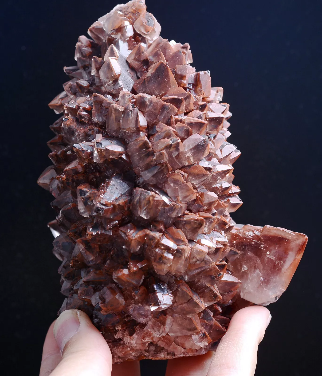 613g Natural Perfect Dipyramidal red Calcite CLUSTER Mineral Specimen / China