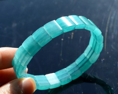 11mm Cure Natural Ice Amazonite Mozambique Stretch Clear Beads Woman Bracelet