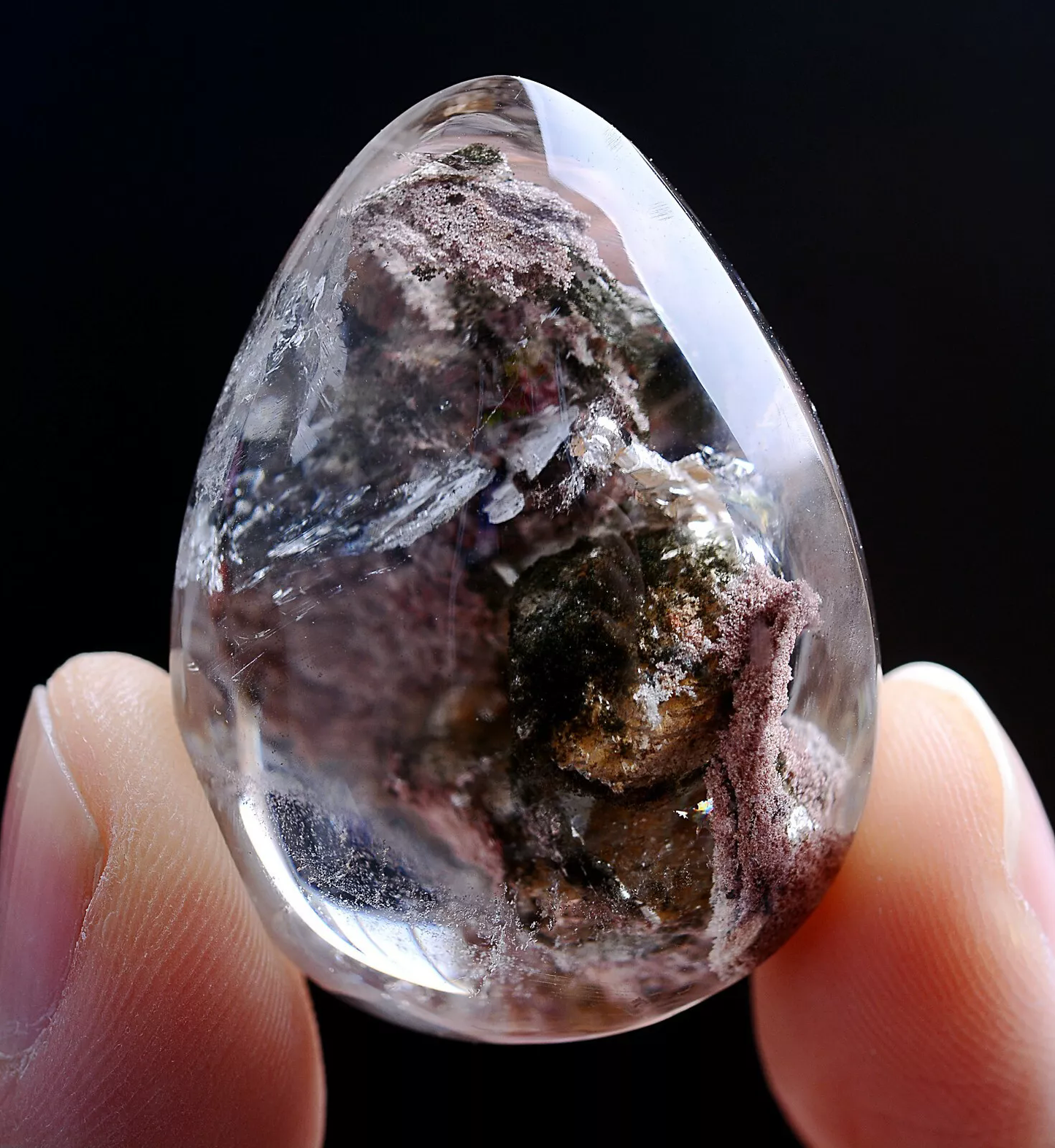 23gNatural Clear Red Ghost Phantom Quartz Crystal Men And Women Pendant Healing