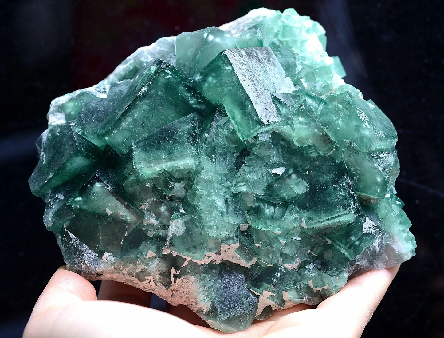 NATURAL Beauty Green Cubic FLUORITE Crystal Cluster Mineral Specimen 1178.g