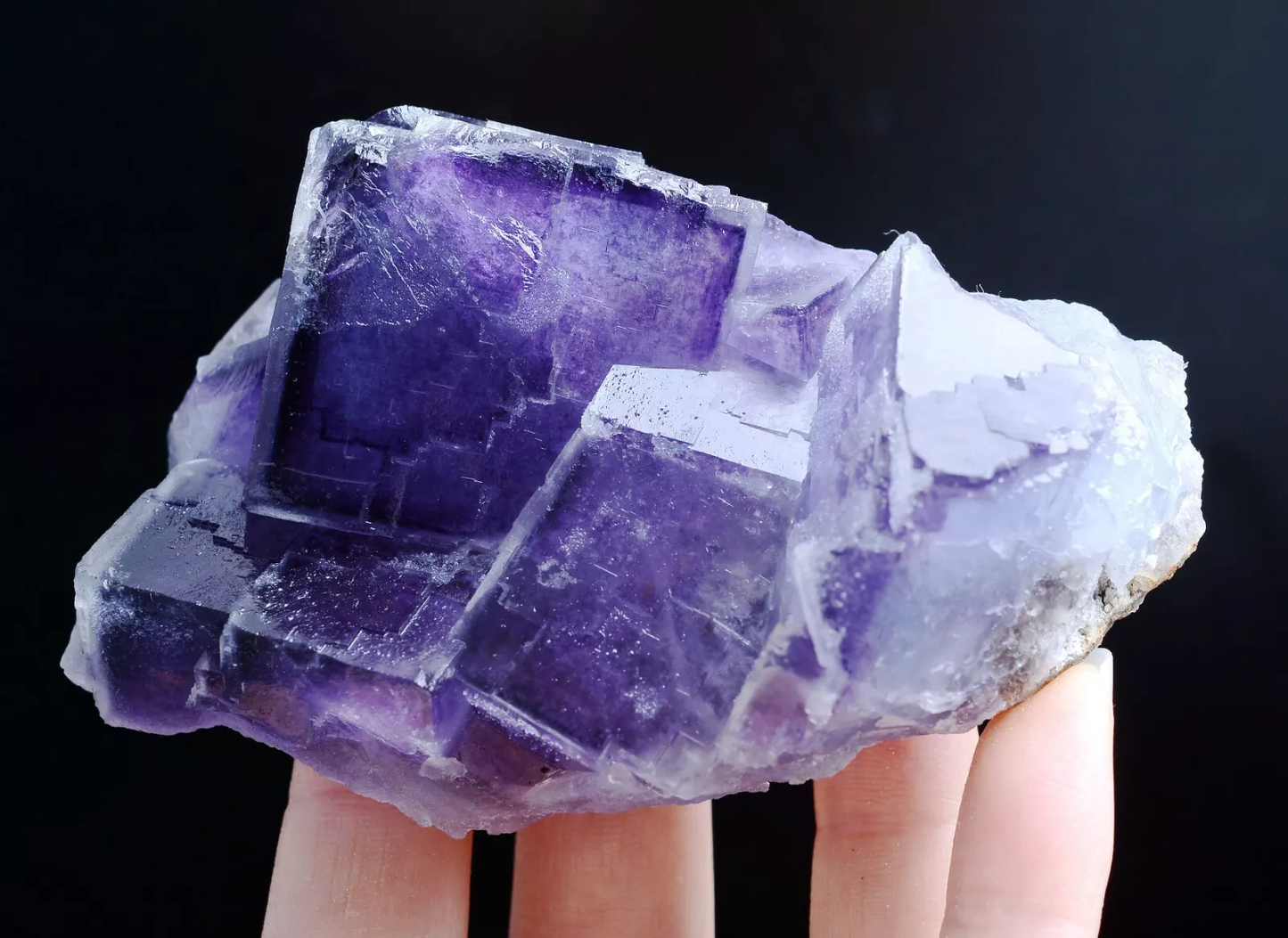 276g Natural Phantom Window Cube Blue Purple Fluorite Mineral Specimen/China