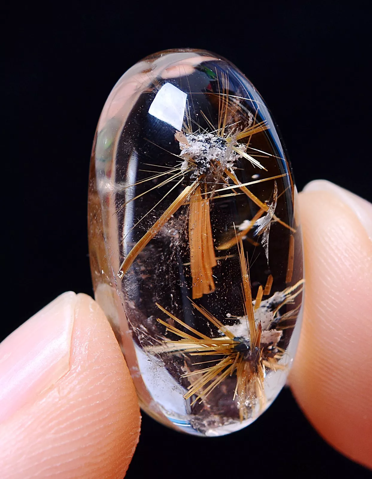 4.26g Natural Healing Clear Quartz Gold Hair Rutilated Crystal Stone Pendant