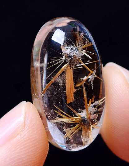 4.26g Natural Healing Clear Quartz Gold Hair Rutilated Crystal Stone Pendant