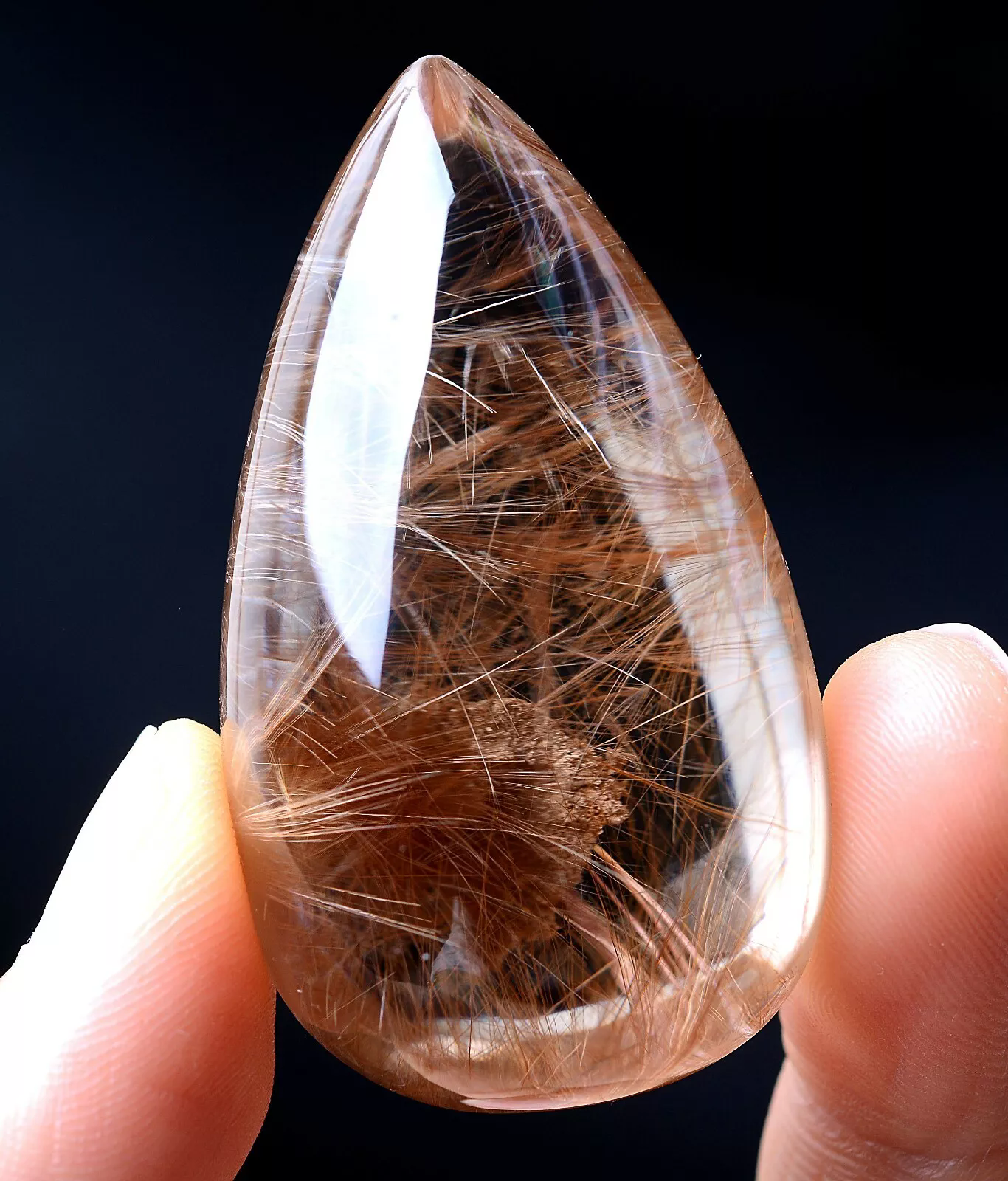 203.75ct Rare Natural Transparent Gold Hair Rutilated Quartz Crystal Pendant