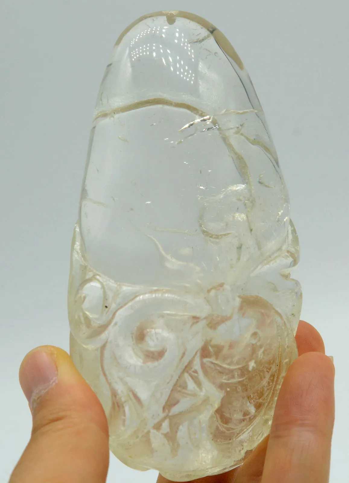 244.08g Natural Healing Transparent Quartz Crystal Carving Mineral Specimens