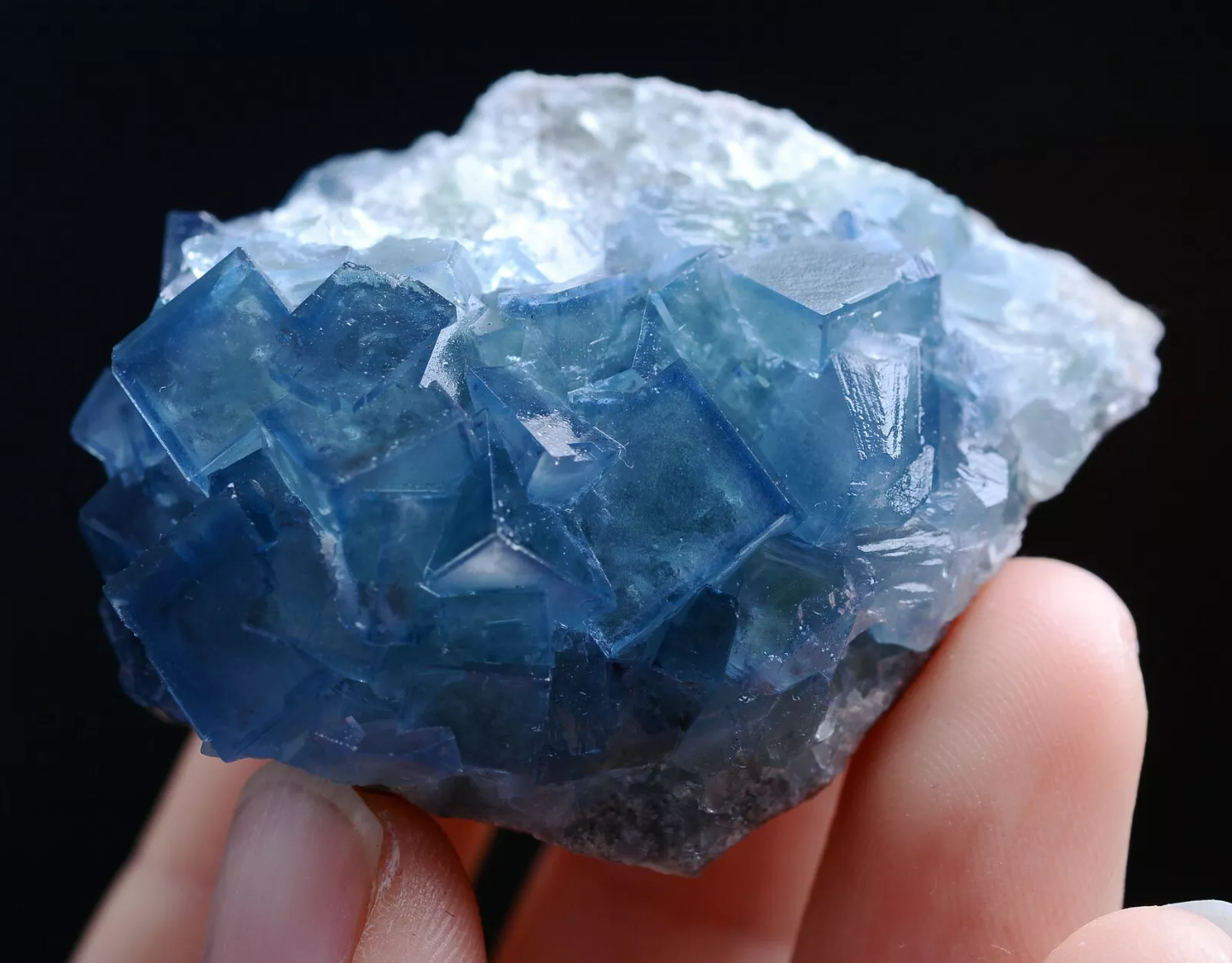 80.g Natural Transparent Phantom Window Blue Cube Fluorite Mineral Specimen