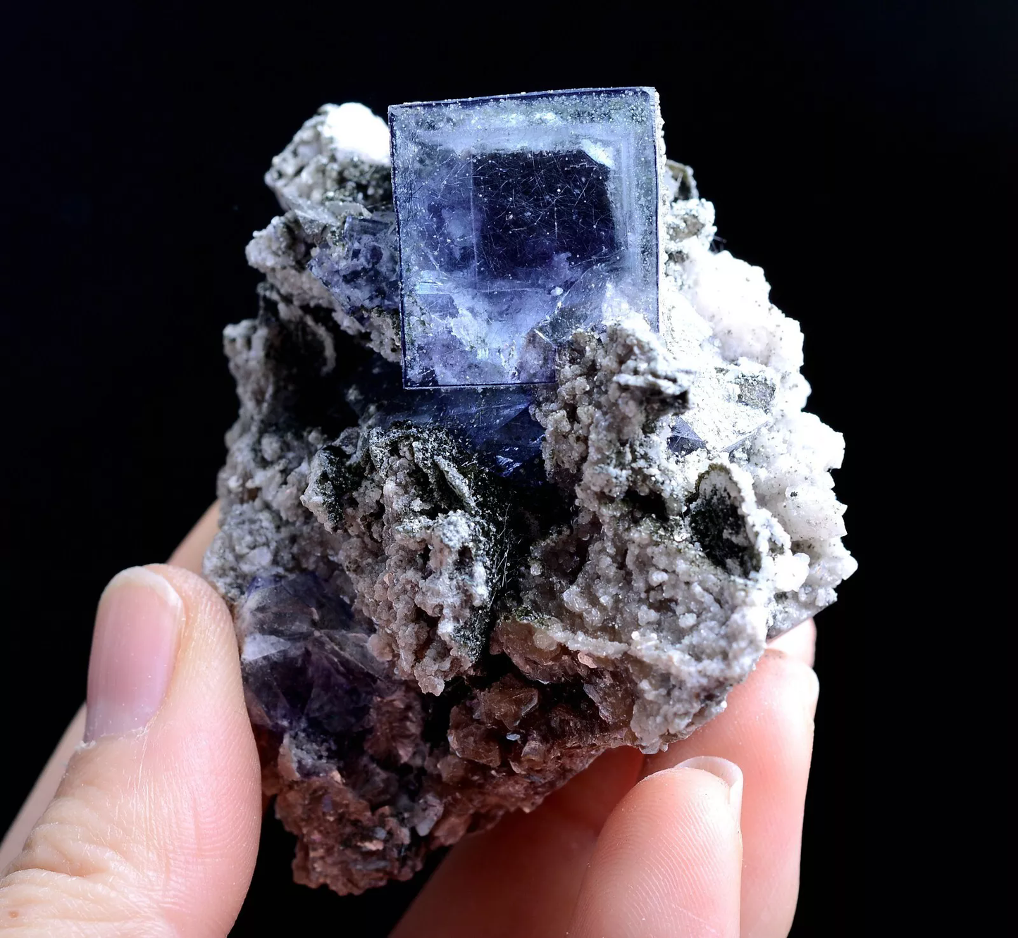 115g Natural Bismuthinite Purple FLUORITE Calcite Mineral Specimen/Yaogang xian