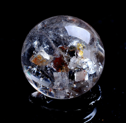 96.5g Natural Rare Clear Quartz Crystal Ball &"Calcite" Symbiotic Specimen