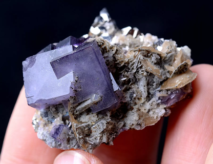 31g NATURAL COMPLETE RARE PURPLE FLUORITE & ARSENOPYRITE MINERAL SAMPLES