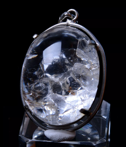 15.77g Rare Natural Transparent "Stone Inside Stone"Quartz Crystal  Pendant