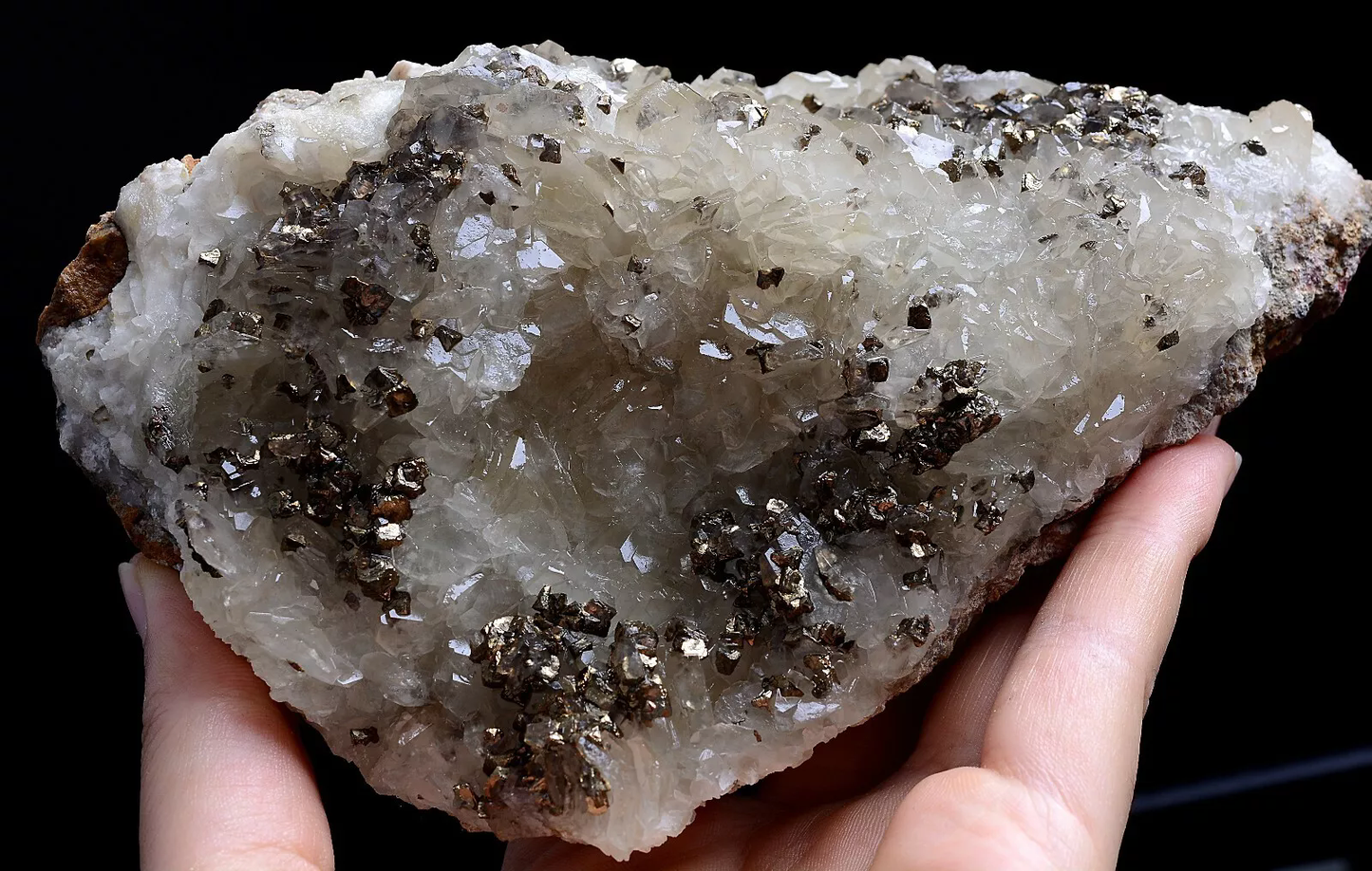 724g Natural Rare Pyrite & Calcite Crystal Cluster Mineral Specimen/China