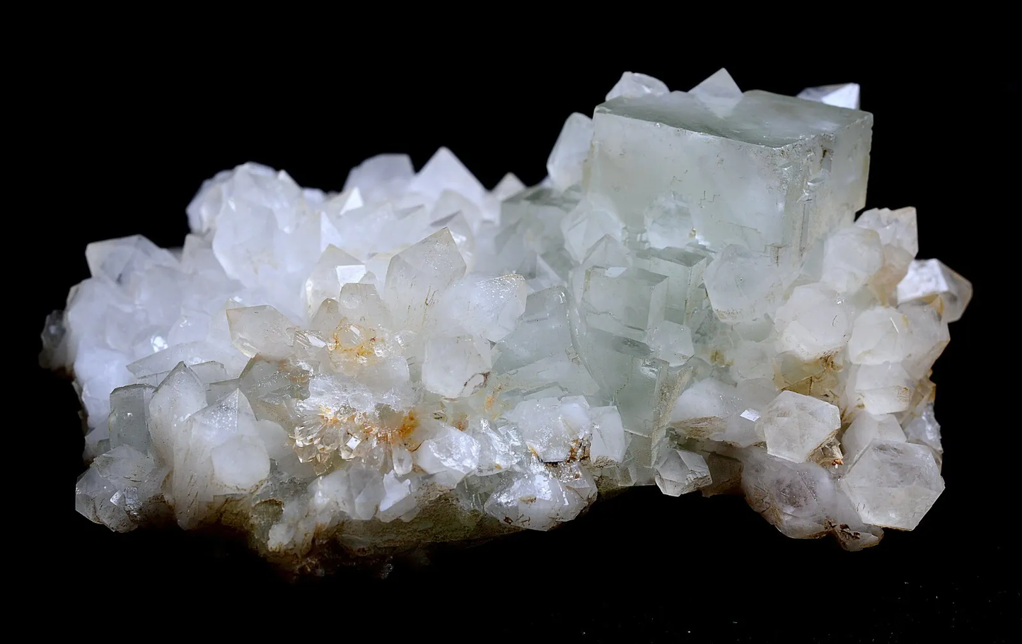 273.60g NATURAL Green Cubic Fluorite & Skeletal Quartz Crystal Mineral  Specimen