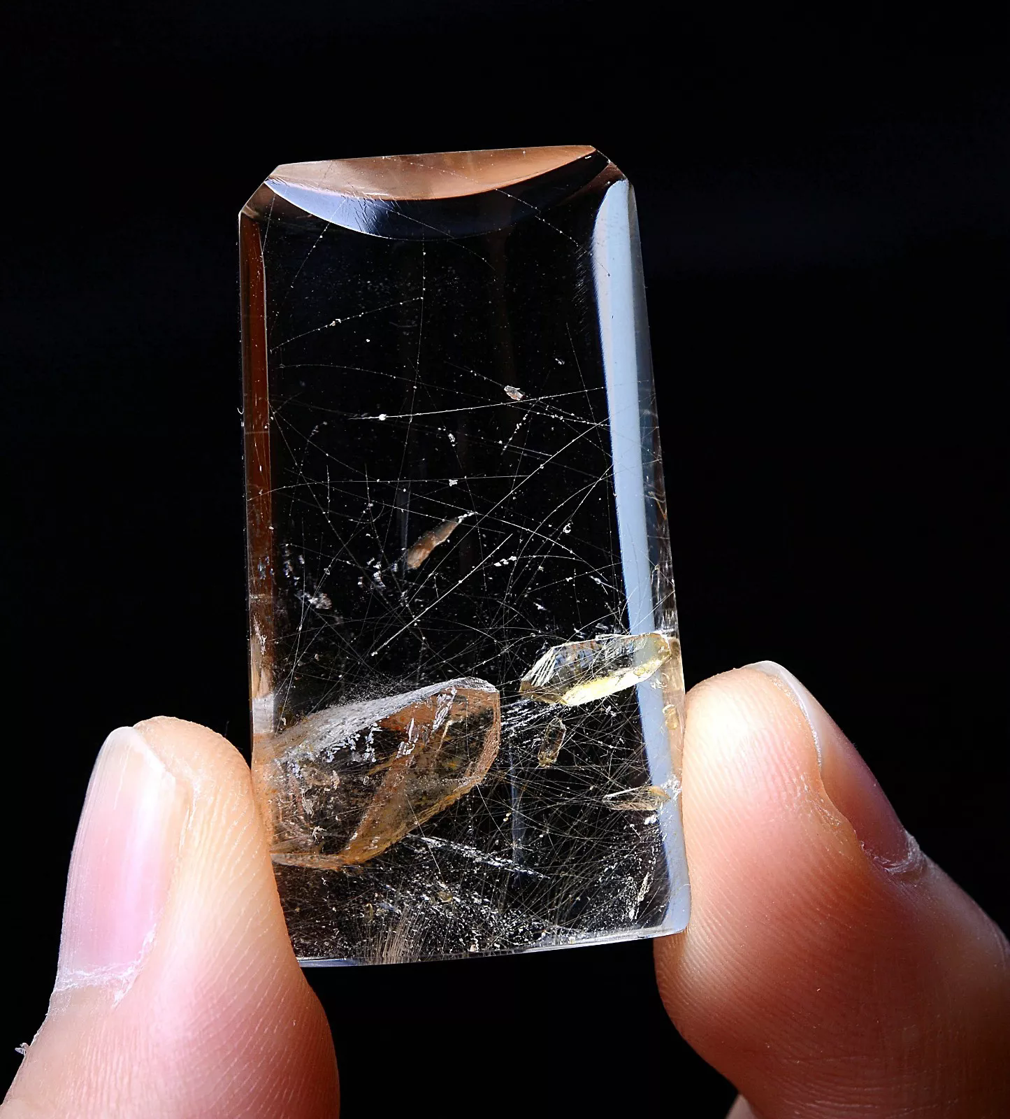 14.45g Natural Gold Rutilated "Stone Inside Stone"Quartz Crystal Pendant