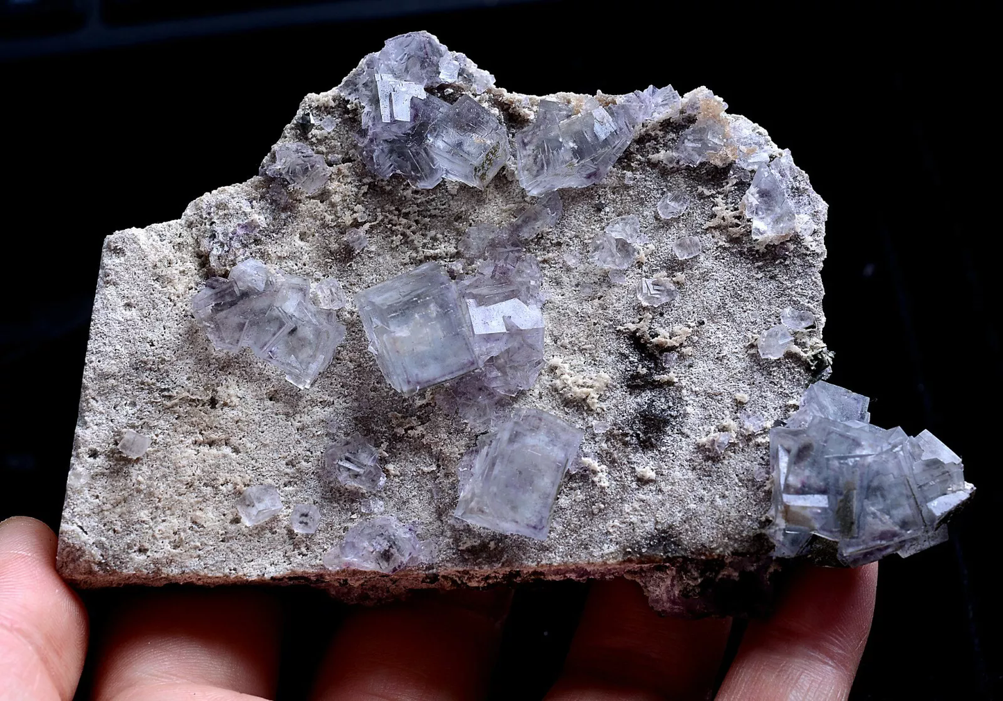 190gNATURAL RARE CUBE PURPLE WINDOW FLUORITE MINERAL SAMPLES/Yaogangxian China