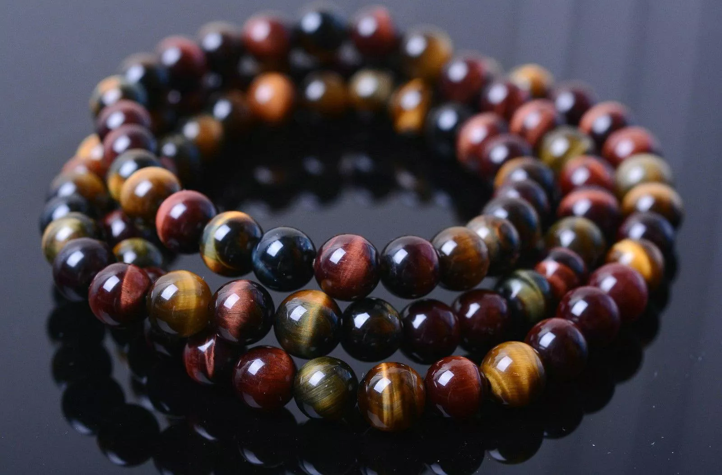 Natural Brazil Yellow Tiger's Eye Gemstone Round Beads Bracelet 29.43g