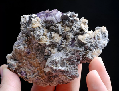 135.g Natural Window Purple Fluorite Arsenopyrite Mineral  Specimen/Yaogangxian