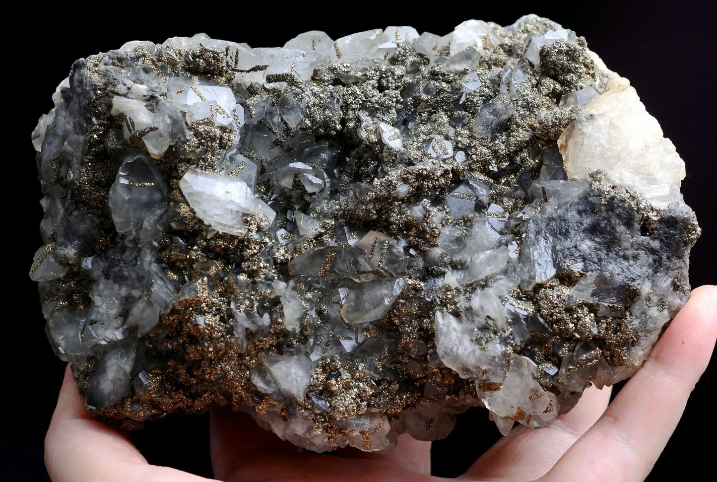 1143.5g Natural Beautiful "Benz" Calcite & Pyrite Mineral  Specimen/ China