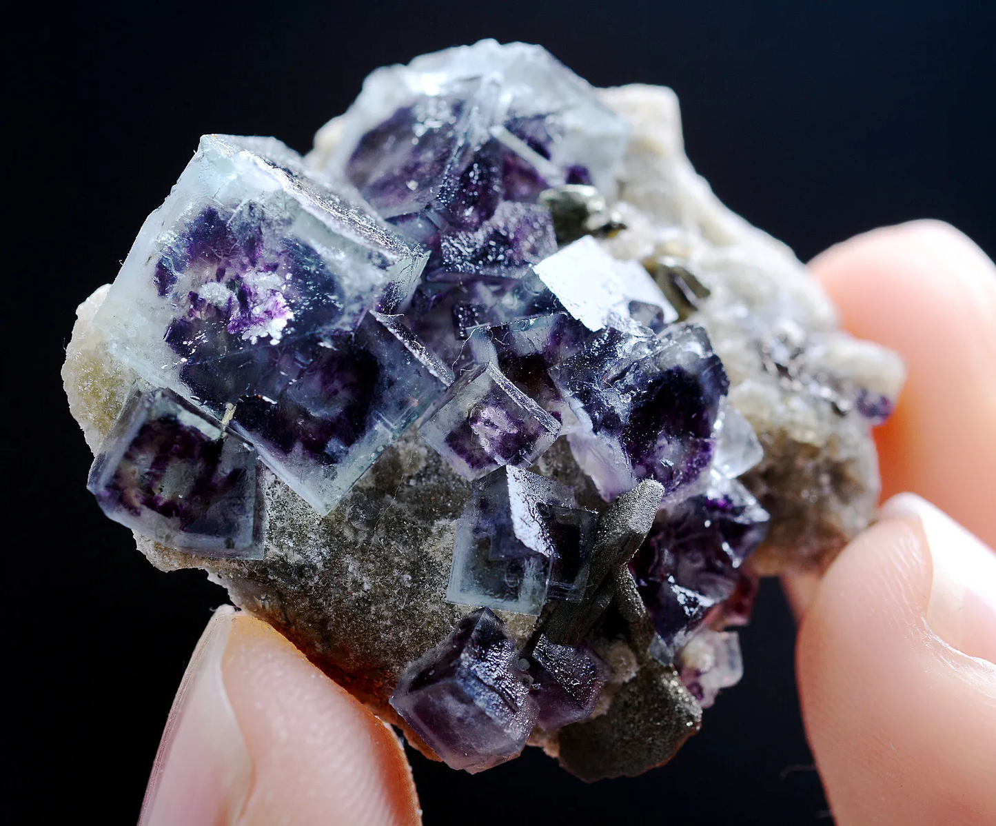 9.70g Natural Phantom Purple FLUORITE Pyrite Mineral Specimen/Inner Mongolia