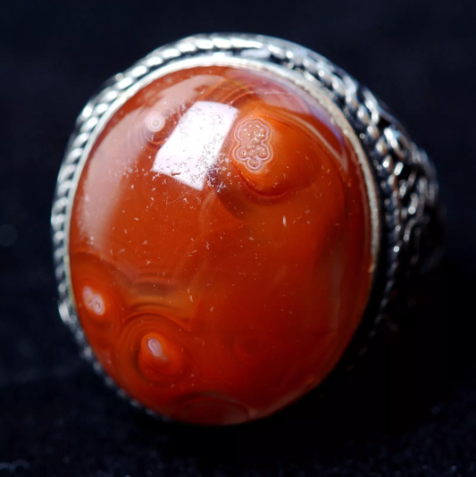 22.5*18*11mm Natural South Red Agate Gemstone Men And Women Adjustable Ring