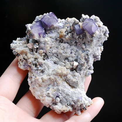 283gNatural Window Purple Fluorite & Arsenopyrite Mineral Specimen/Yaogangxian