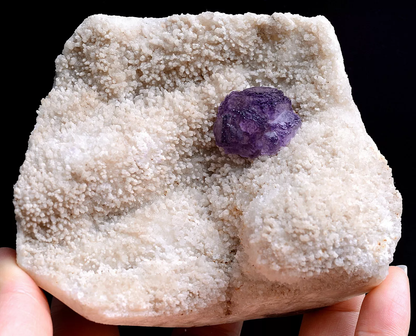 NATURAL COMPLETE RARE PURPLE CUBIC FLUORITE CRYSTAL MINERAL SPECIMEN 456g