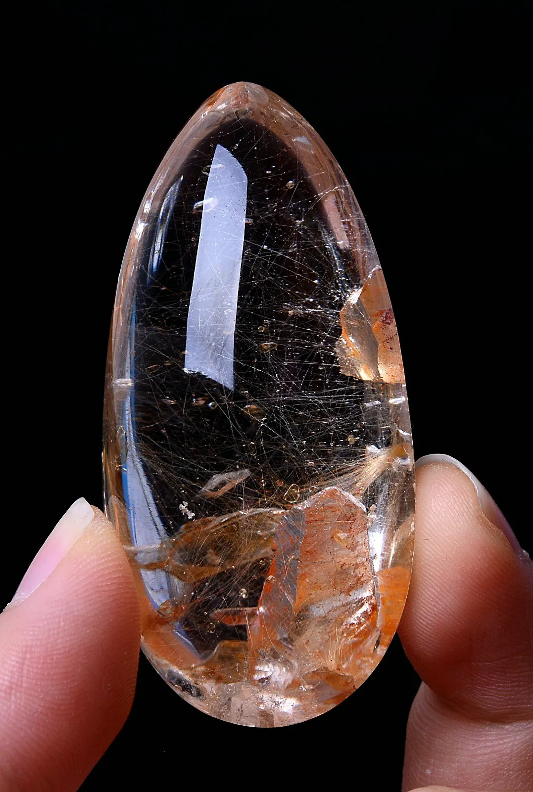 Natural Clear Gold Rutilated "Stone Inside Stone"Quartz Crystal Pendant 41.57g