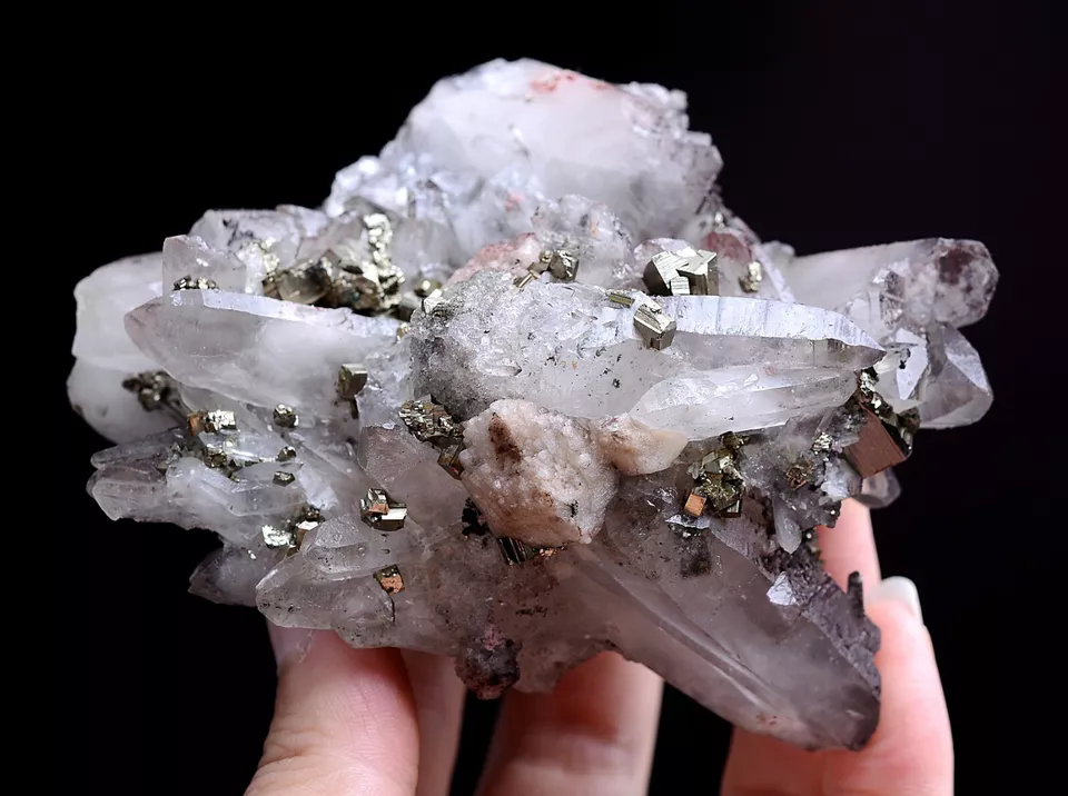 367g Natural Crystal Cluster & Chalcopyrite Calcite Symbiotic Mineral Specimen