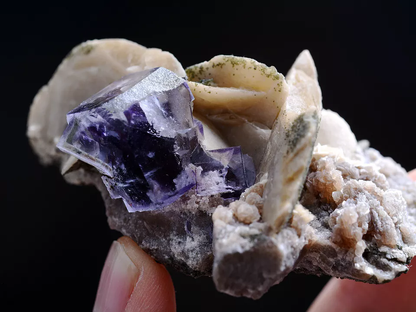 56g Natural  Clear Purple Fluorite Calcite Mineral Specimen / Yaogangxian China