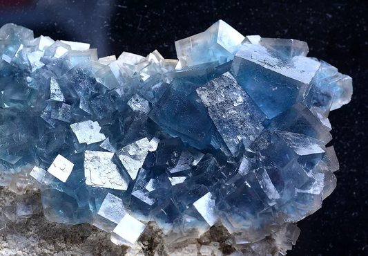 1303.g New Find Transparent Blue Cube Fluorite Crystal Cluster Mineral Specimen