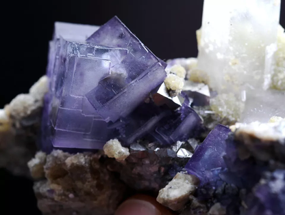 221gNatural Purple Fluorite Crystal Arsenopyrite Mineral Specimen / YaoGangXian