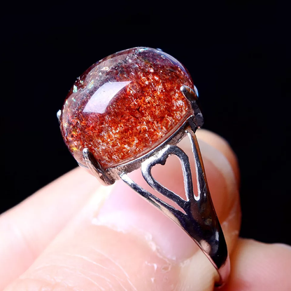 Natural Gem Red Super Seven Quartz Lepidocrocite Women Ring Adjustable 20.35ct