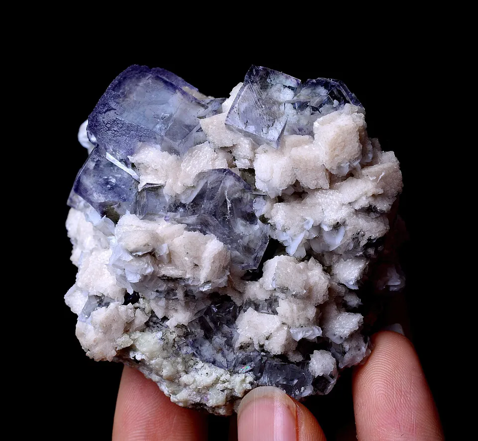 156.20gRARE! NATURAL PURPLE CUBIC FLUORITE & CALCITE SYMBIOTIC MINERAL SPECIMEN