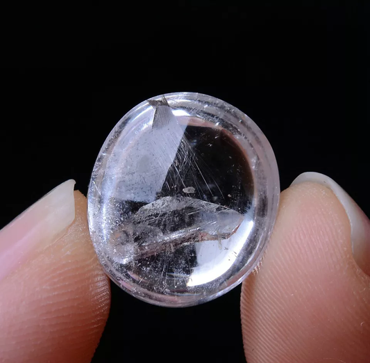 Natural Clear Gold Rutilated "Stone Inside  Stone"Quartz Crystal Pendant 3.21g