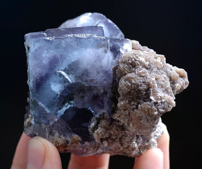 246g Natural Window Purple Fluorite & Calcite Mineral Specimen/ YaogangxianChina