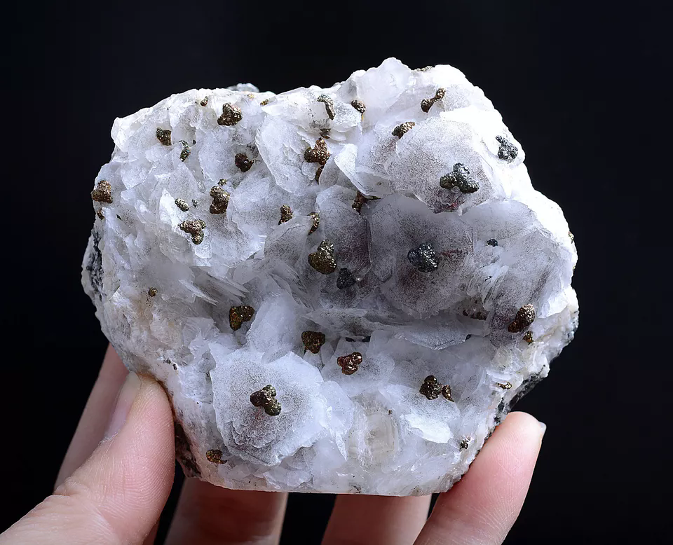 284.g Natural Rare Fish Scaly Calcite & 7Colored Pyrite Mineral Specimen/China