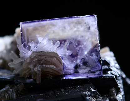 35gNatural Purple Fluorite Wolframite Crystal Mineral Specimen/YaogangxianChina