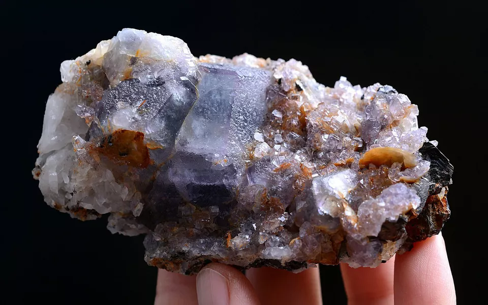 224g Natural Purple Fluorite & Pyrite Crystal Mineral Specimen/Inner  Mongolia