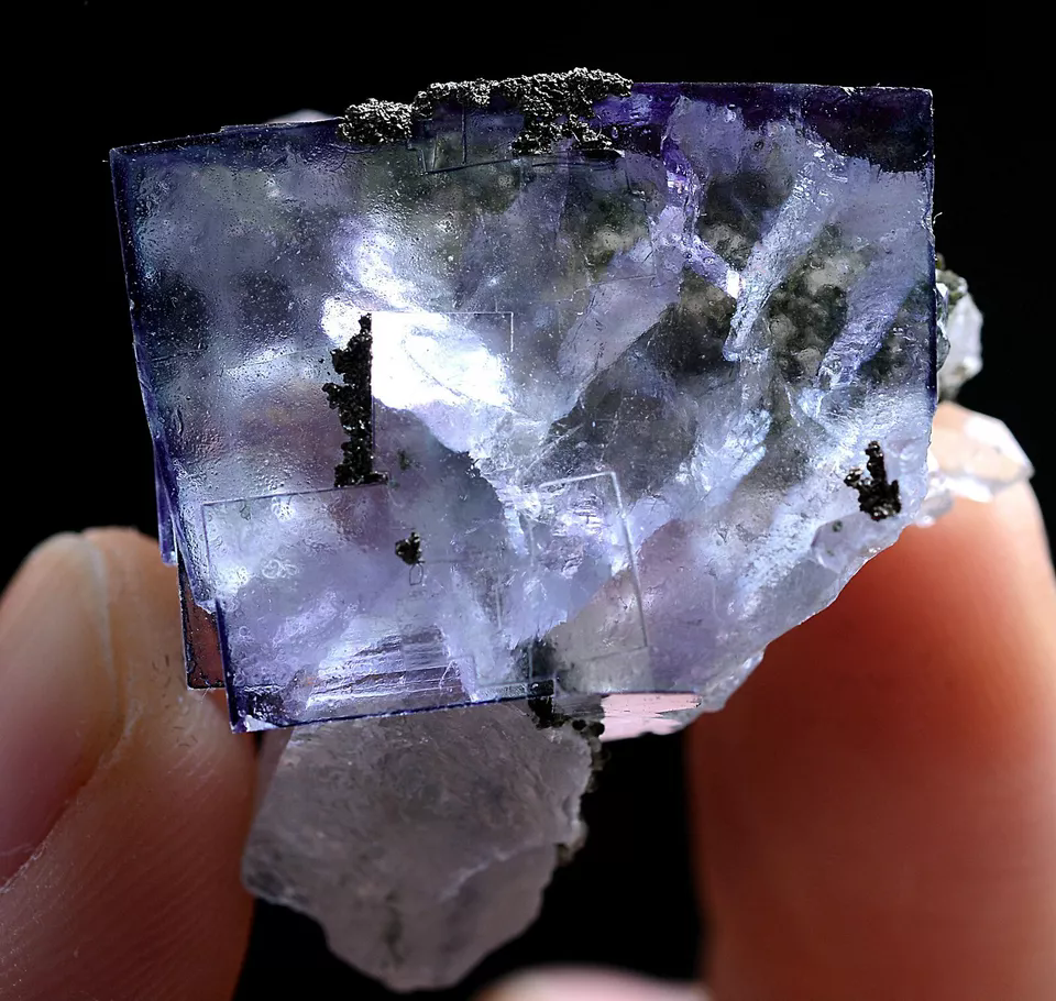 20g Natura Clear Purple FLUORITE & Pyrite Mineral Specimen/Yaogangxian China