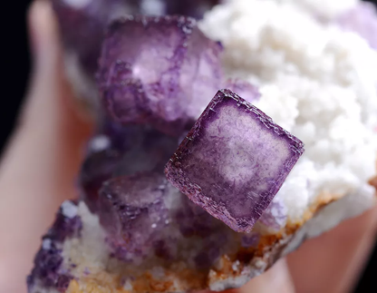 241.g Natural Two-Dimensional Code Purple Fluorite Mineral Specimen/Guizhou