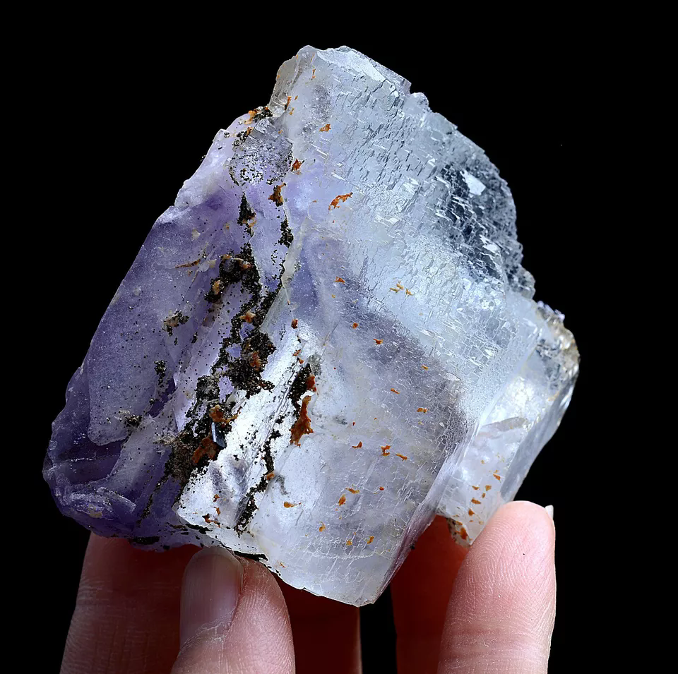 201g Natural Purple FLUORITE & Pyrite Wolframite Mineral Specimen/ Yaogang  xian