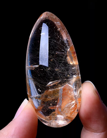 Natural Clear Gold Rutilated "Stone Inside Stone"Quartz Crystal Pendant 41.57g