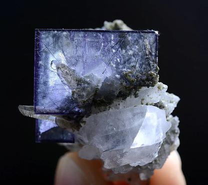 20g Natural Bismuthinite Purple FLUORITE & Pyrite Mineral Specimen/Yaogangxian