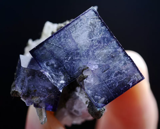 25g Natural Bismuthinite Purple FLUORITE & Pyrite Mineral Specimen/Yaogang xian