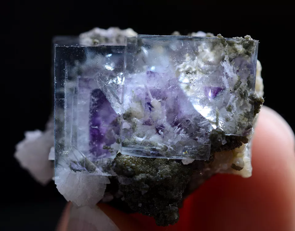 17g Natural Phantom Window Purple Fluorite Calcite Mineral Specimen/Yaogangxian