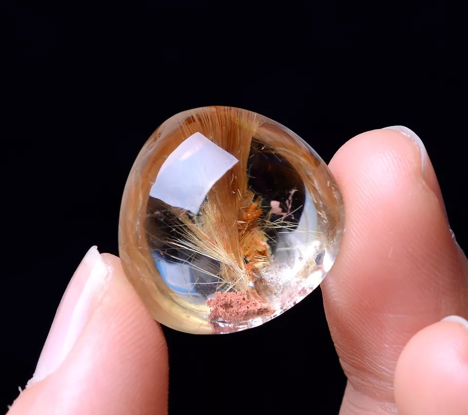 35.35ct Natural Gold Rutilated Quartz Crystal Woman Cure Powerful Pendant