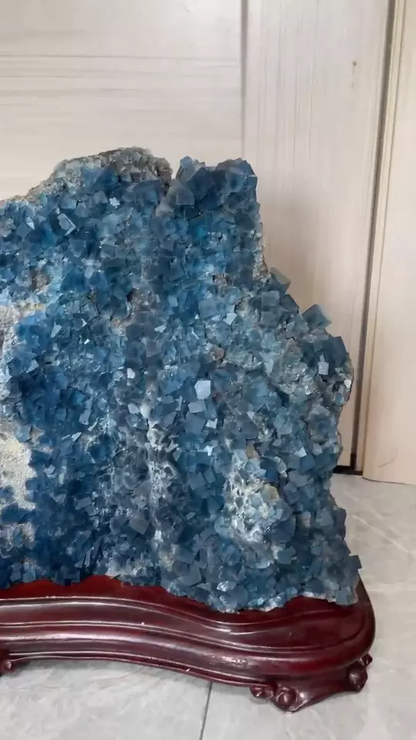 66.15lb Natural Transparent Blue Cube Fluorite CRYSTAL  Mineral Specimen/ China