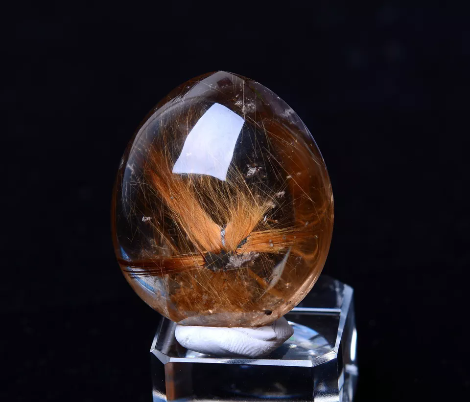 Natural Gold Rutilated Quartz Crystal Cure Powerful Sunflower Pendant   20.07g