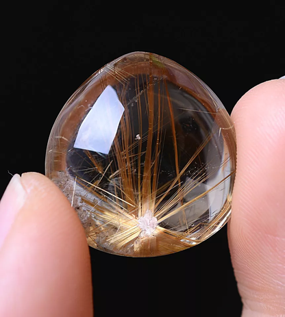 31.55ct Natural Gold Rutilated Quartz Crystal Woman & Men Cure Powerful Pendant